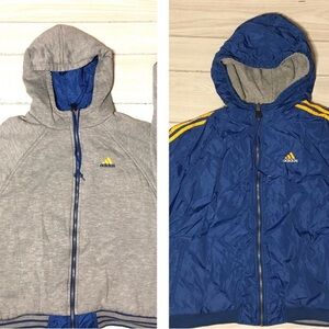 VINTAGE Y2K ADIDAS MENS XL REVERSIBLE PUFFER CORDUROY HOODED BLACK JACKET COAT